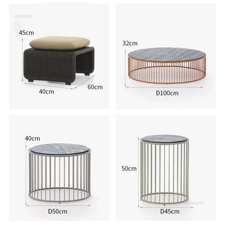Nordic Rattan Garden Sofas for Model Light Luxury Household Outdoor Furniture for Garden House Backrest Soft Bag Leisure Sofa