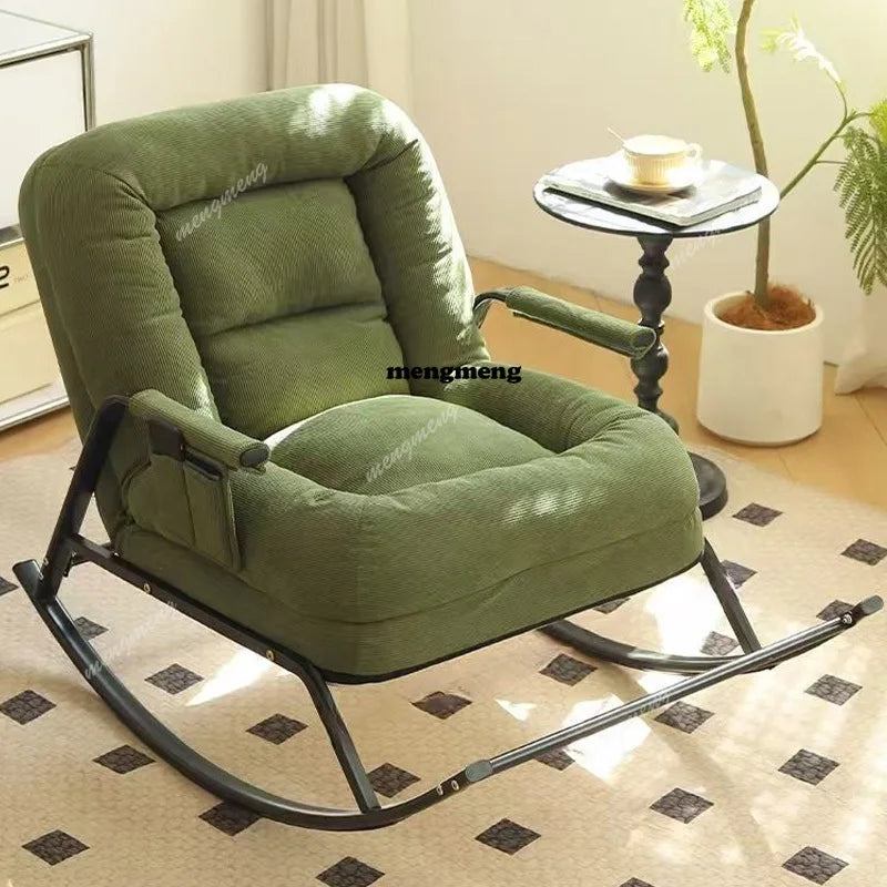 Modern Rocking Chair with Footrest Soft Lounge Chairs for Living Room Bedroom Adjustable Comfort Home Office Relaxing Armchair