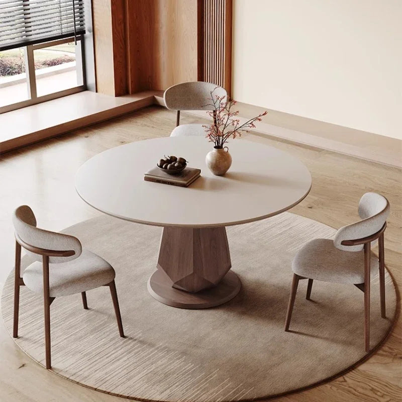 Dining Table Household Rock Simple Apartment Wood Round  Home Furniture