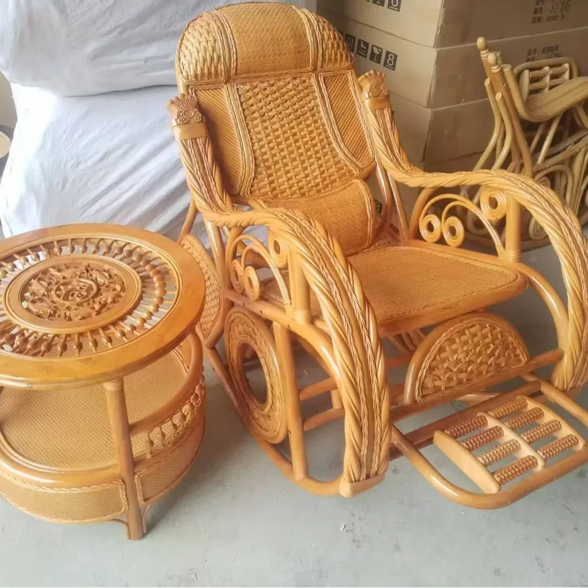 TAO Natural rattan rocking chair recliner adult balcony home leisure elderly nap chair
