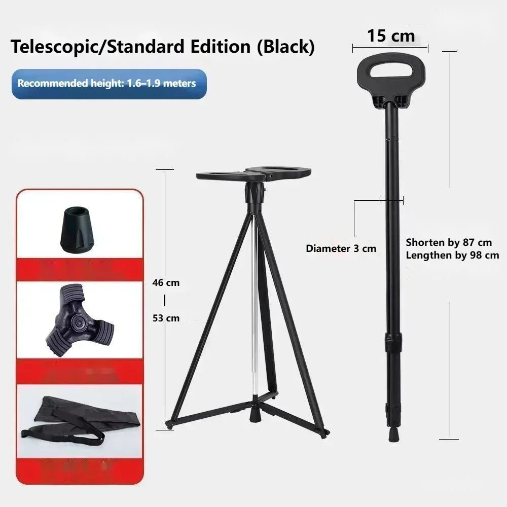Multifunctional Walking Aid Stool/cane Chair Non-slip Folding Portable Lightweight Walking Aid Four-legged Cane For Sitting