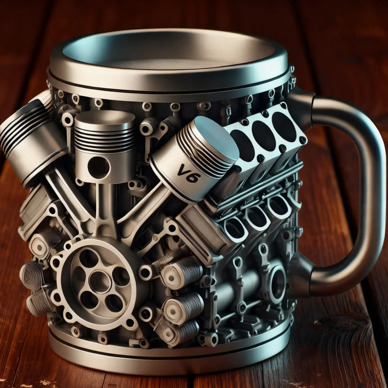 1 Piece Resin V6 Engine Mug Ornament, Simple and Unique Mechanical Engine Mug, Punk Stainless Steel Mug, Personalized Creative Mug, Great Gift