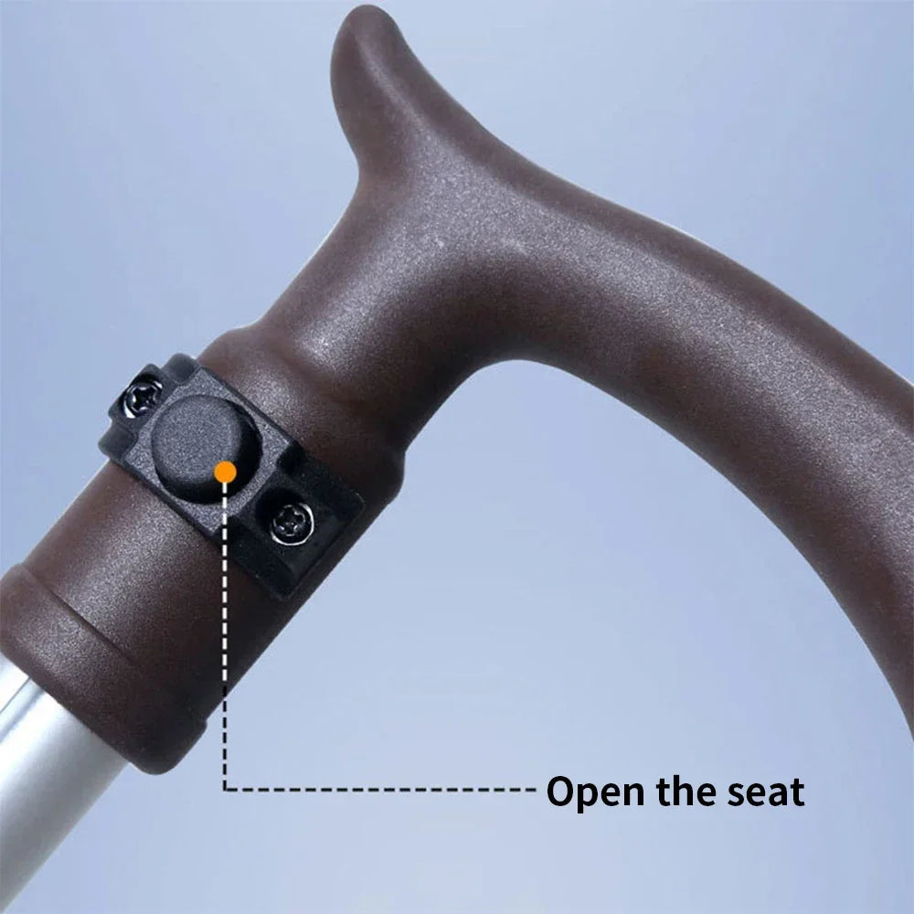 Outdoor Foldable Cane Stool Portable Aluminum Alloy Walking Aid Stick Anti-skid Elderly Rest Chair Max 120KG
