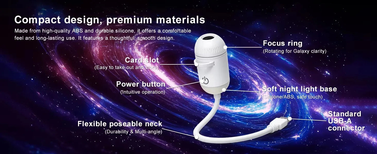 360° Flexible Galaxy Star Projector Ambient Light 30-in-1 Planetarium Night Light USB LED Ceiling Lamp for Bedroom Home Decor