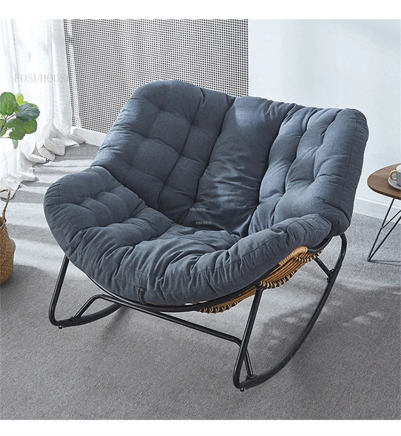 Nordic Lazy Living Room Chairs Home Balcony Rocking Chairs Reclining Sofas Rattan Sofa Leisure Rocking Chair Home Furniture