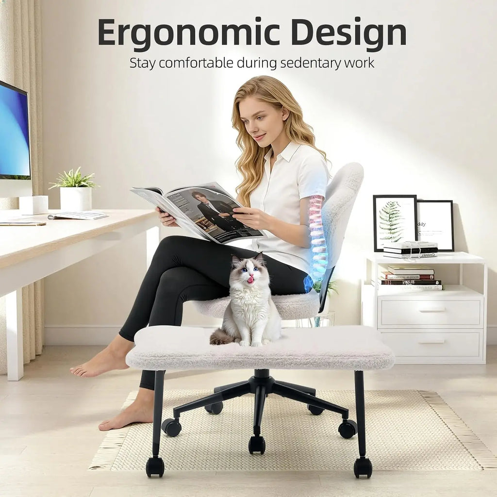 White Cross Legged Office Chair Meditation Seat with Lumbar Support for Desk Work, Yoga & Mindfulness Comfortable & Space-Saving