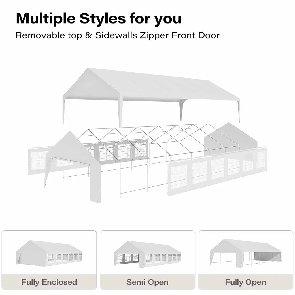 20x40 Party Tent for 50-80 People, Heavy Duty Party Tent Canopy with Sidewalls & Steel Frame, White Event Shelter, Customized