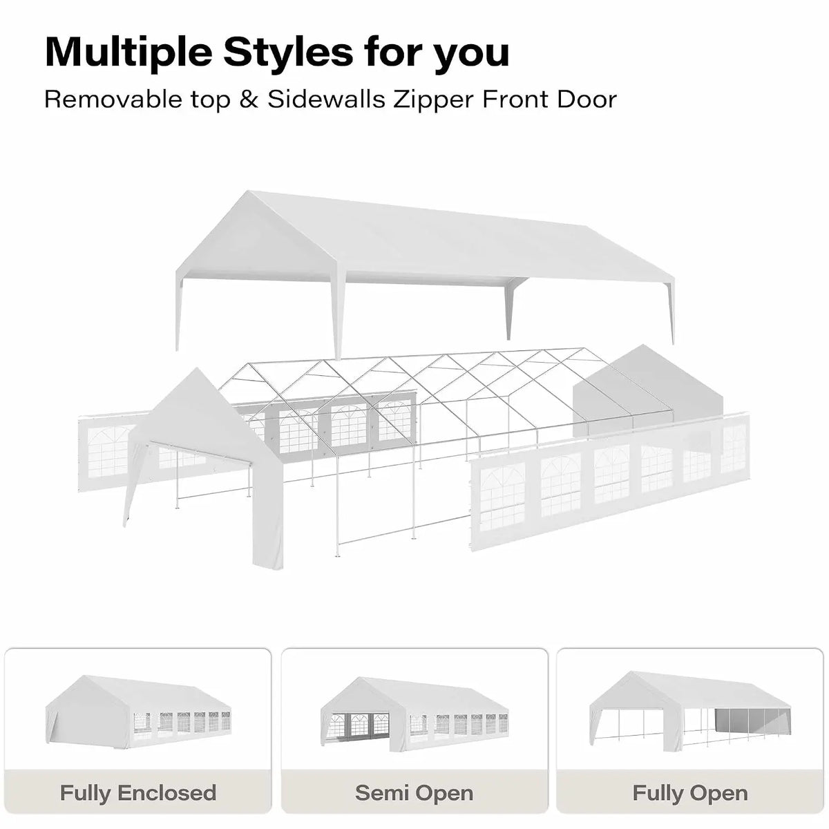 20x40 Party Tent for 50-80 People, Heavy Duty Party Tent Canopy with Sidewalls & Steel Frame, White Event Shelter, Customized
