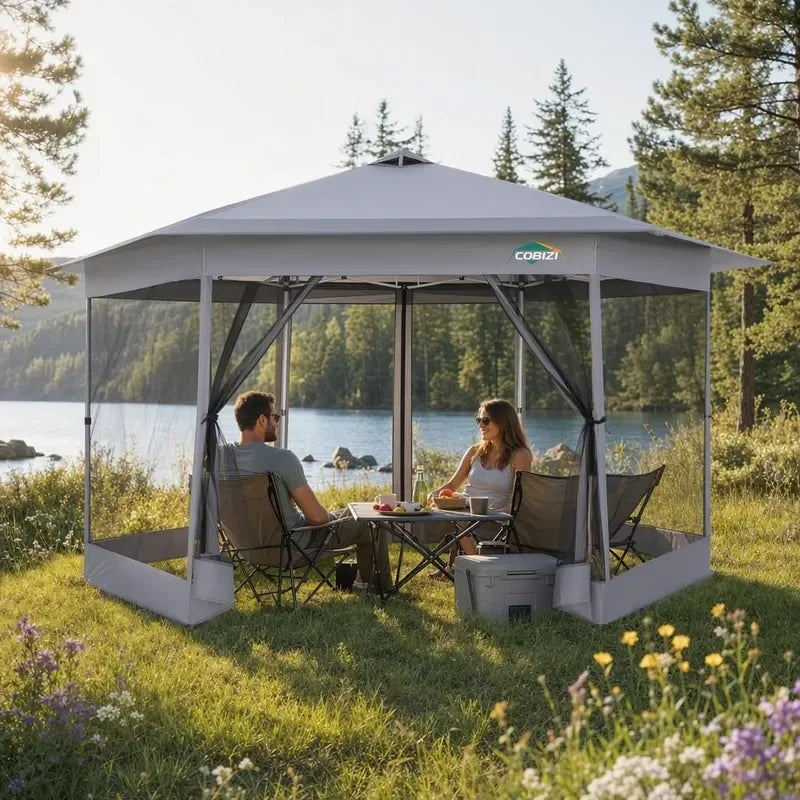16x16 Pop Up Gazebo on Clearance Mosquito Netting Gray