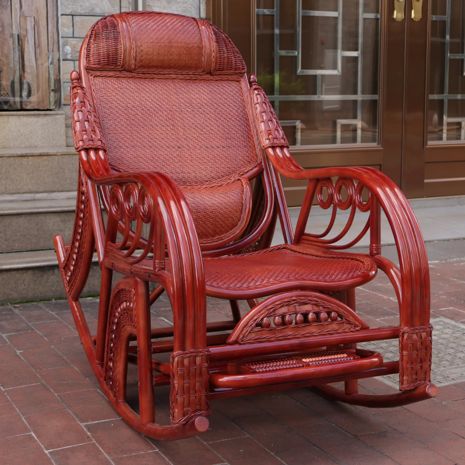 New Chinese rattan chair happy chair factory courtyard elderly rattan sofa