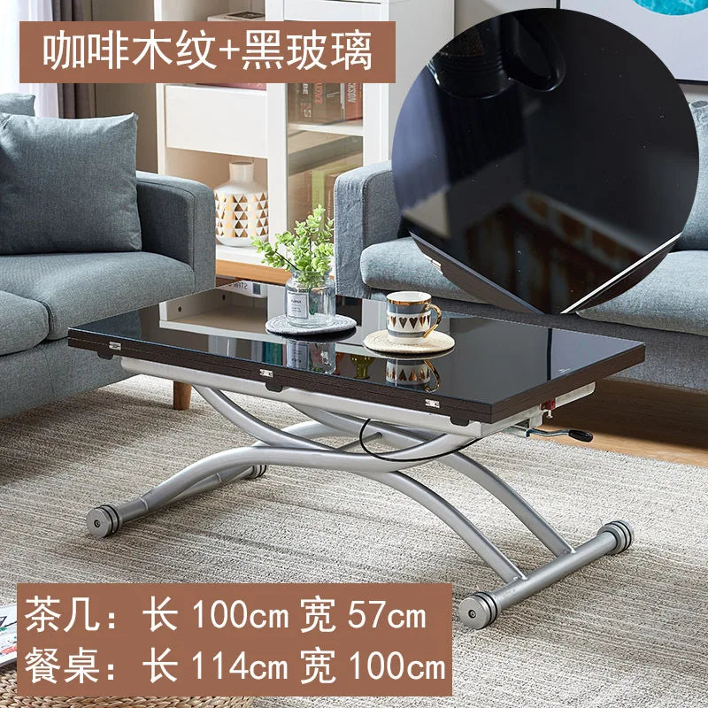 movable coffee table dining table integrated household small apartment folding lifting living room table dual-purpose movable