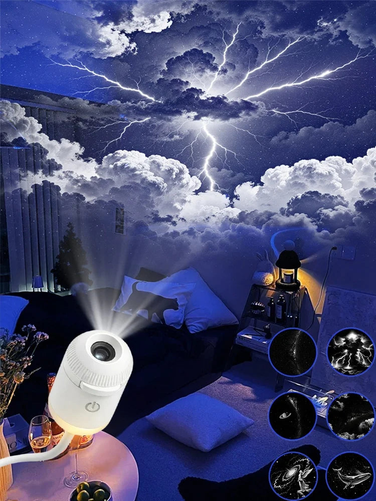 360° Flexible Galaxy Star Projector Ambient Light 30-in-1 Planetarium Night Light USB LED Ceiling Lamp for Bedroom Home Decor