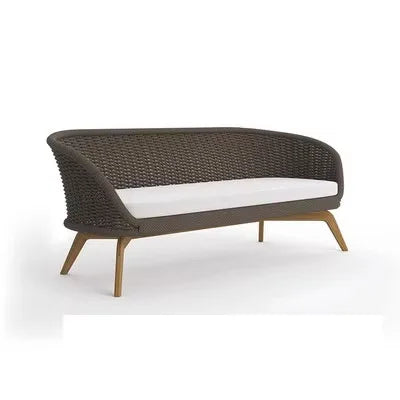 High-grade teak outdoor sofa courtyard rattan chair sofa combination leisure villa garden balcony single rattan rocking chair