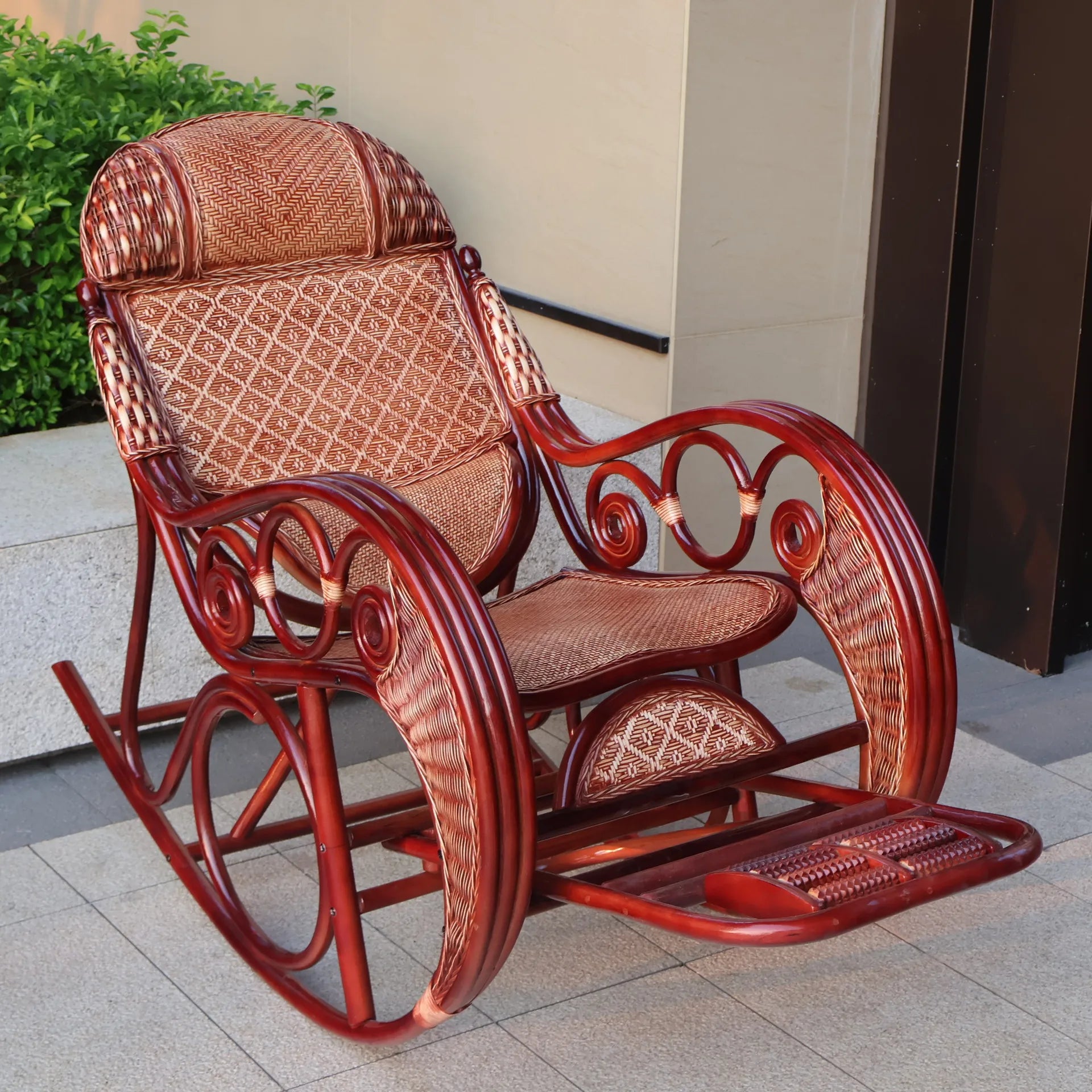 Leisure Lazy Rocking Chair Pastoral Rattan Natural Rattan Homestay Rocking Chair