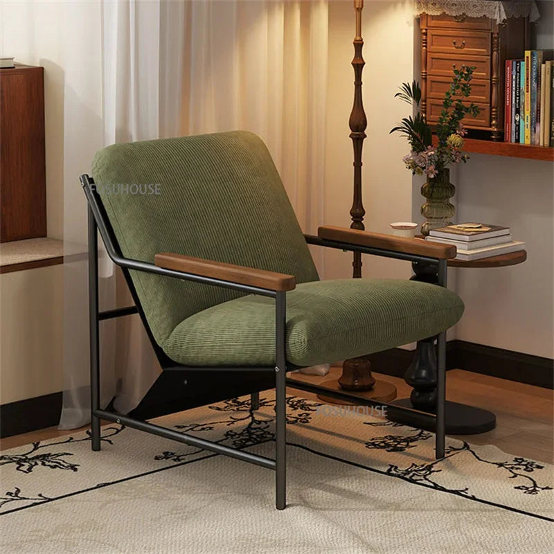 Nordic Single Sofa Chair Retro Corduroy Living Room Chairs Designer Lounge Chair Balcony Backrest Armchair Living Room Furniture