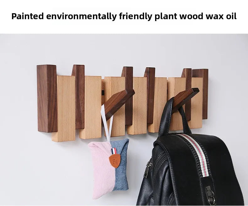 Wall Mounted Walnut Coat Rack Solid Wood Storage Rack Entry Porch Coat Rack Creative Piano Keys Home Decor