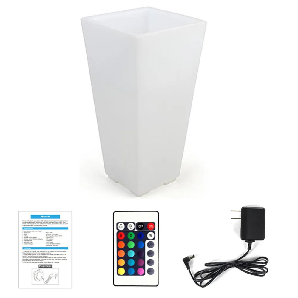 Solar-Charged Large Glowing LED Garden Light Illuminated Outdoor Flower Pot Planter for Home Planter Solar Outdoor Illuminated