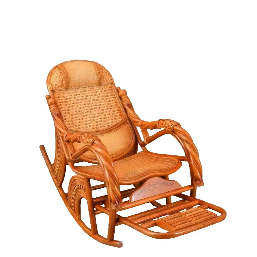 Home Balcony Leisure True Vine Elderly Rocking Chair Reliable Back Braided Rattan Chair Living Room