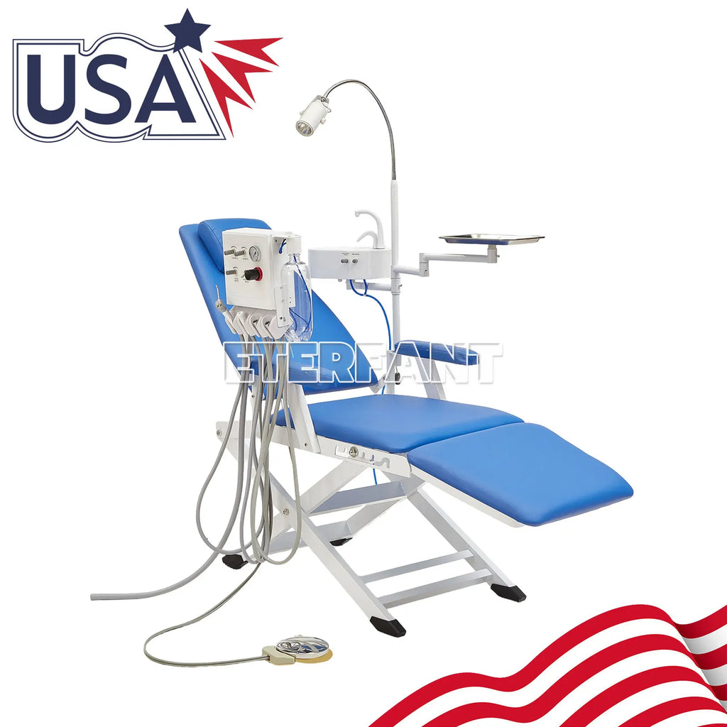 Dental Mobile Chair Black/Blue/Folding Chair with LED Light+Turbine Unit 4H PU/3Layer Trolley Cart Tool Mobile ABS with Socket