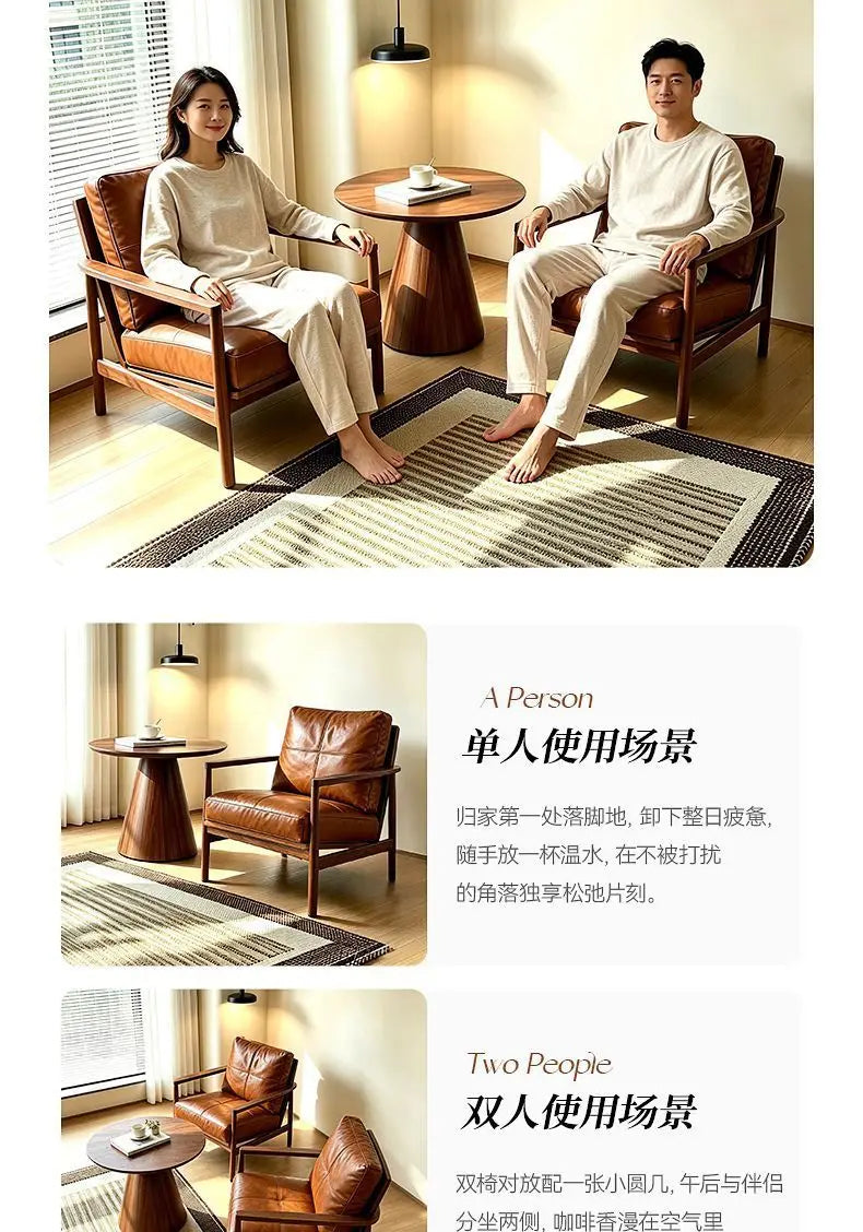 Nordic Style Solid Wood Single Sofa Chair for Small Apartment Bedroom Balcony Hotel Homestay Leisure Lazy Hank Chair
