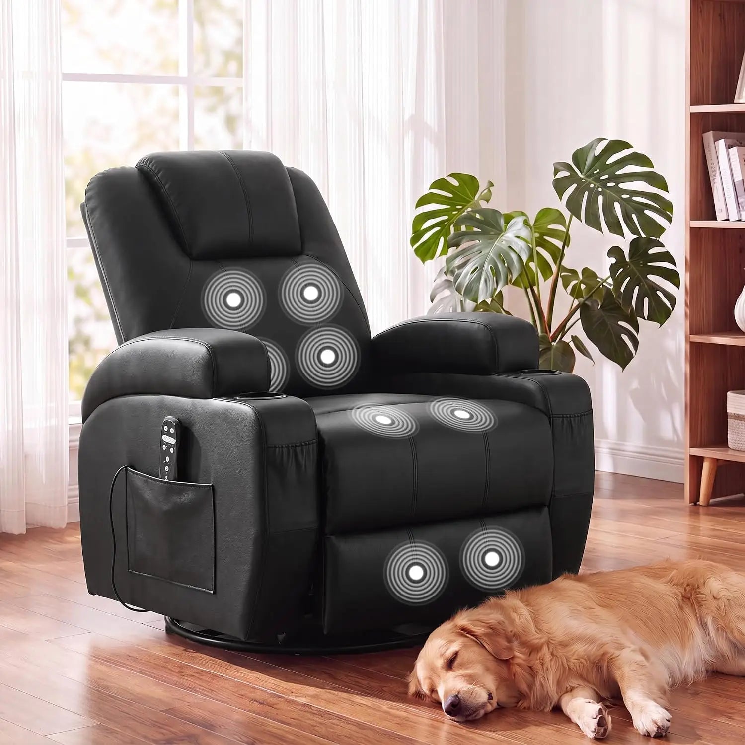 Recliner Chair, 360° Swivel Rocker Chair for Adults, Rocking Recliner Chair with Massage, Comfy Single Sofa with Side, Custom