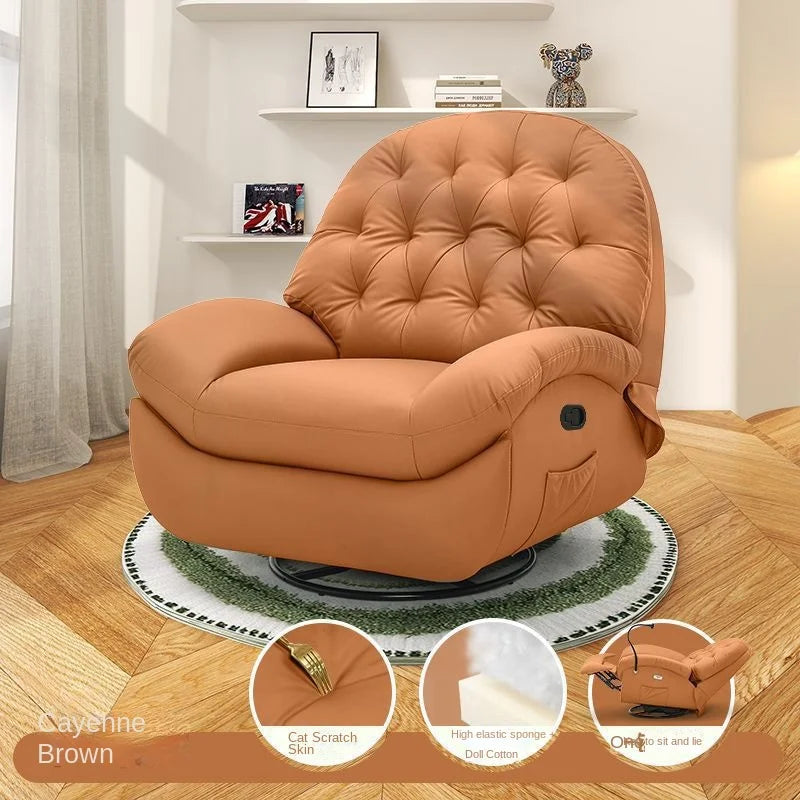 Single Sofa Rocking Chair-Modern Simplicity Design Multifunctional Lying Sleeping Electric Fabric Chair Recliner Sofa