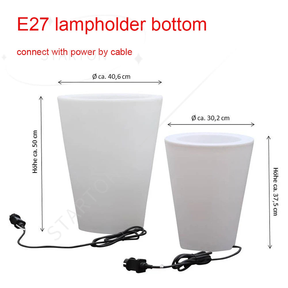Solar-Charged Large Glowing LED Garden Light Illuminated Outdoor Flower Pot Planter for Home Planter Solar Outdoor Illuminated