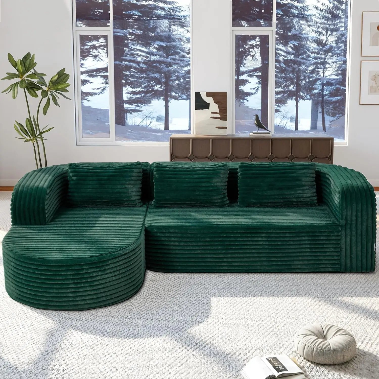 #96" Modular Sectional Sofa Oversized Chaise L Shape 3 Seat Living Room Apartment No Assembly, Customized