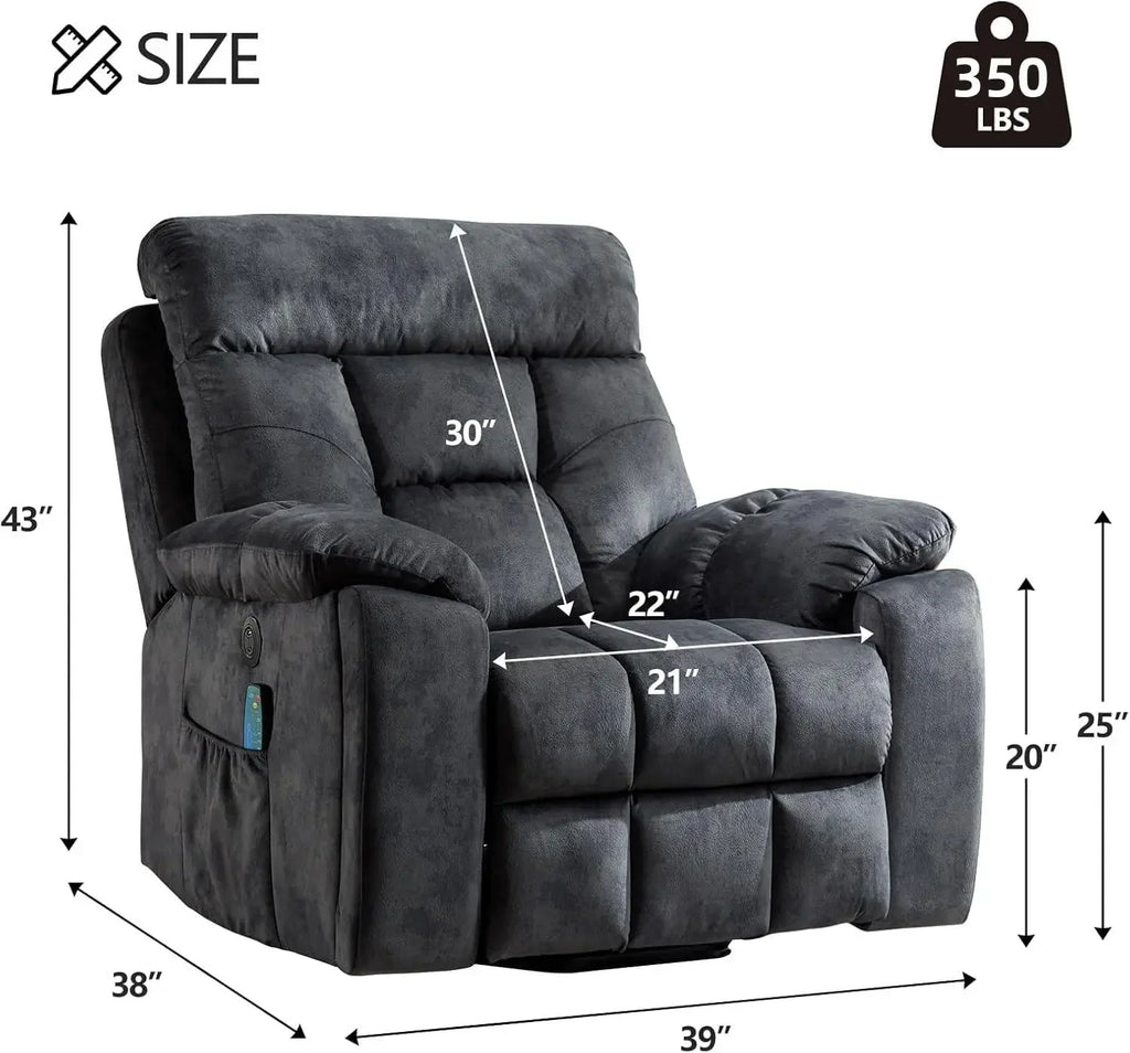Large Power Lift Recliner Chair with Massage and Heat for Elderly Big and Tall People, Overstuffed Wide Recliners with 2 Cup Hol