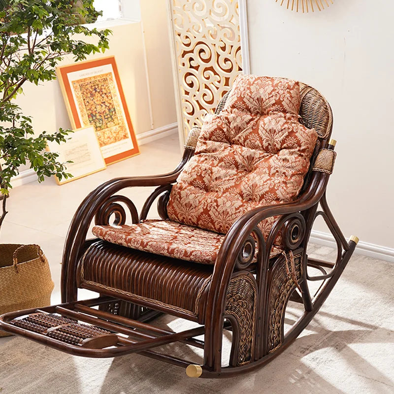 Natural rattan rocking chair adult sofa household cushion living room