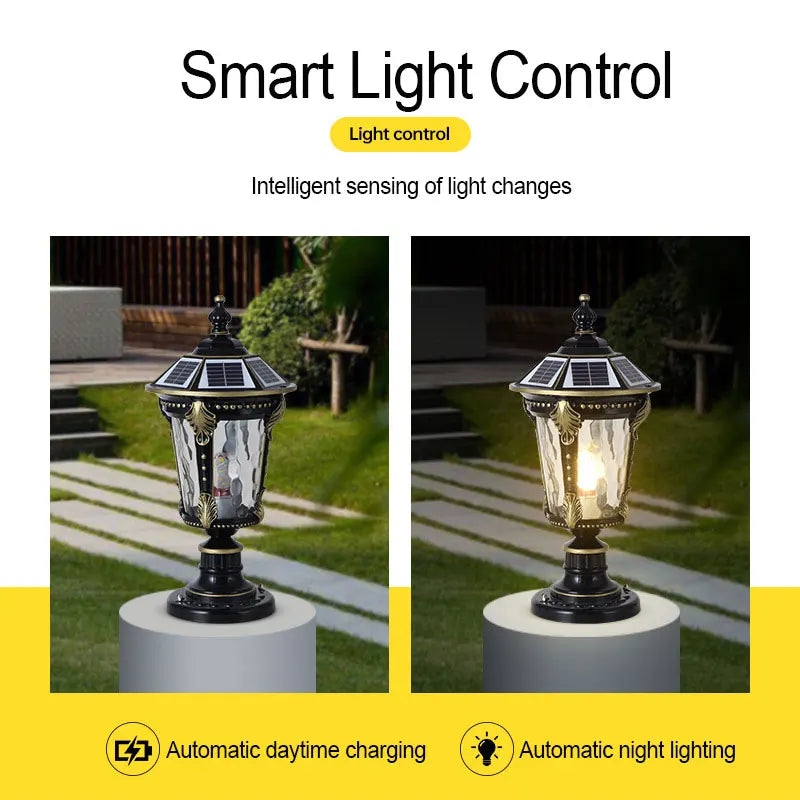 Solar Outdoor Door Post Lights LED Wall Lamps Energy Saving Fence Post Lighting for Courtyard Entrance Garden Lighting