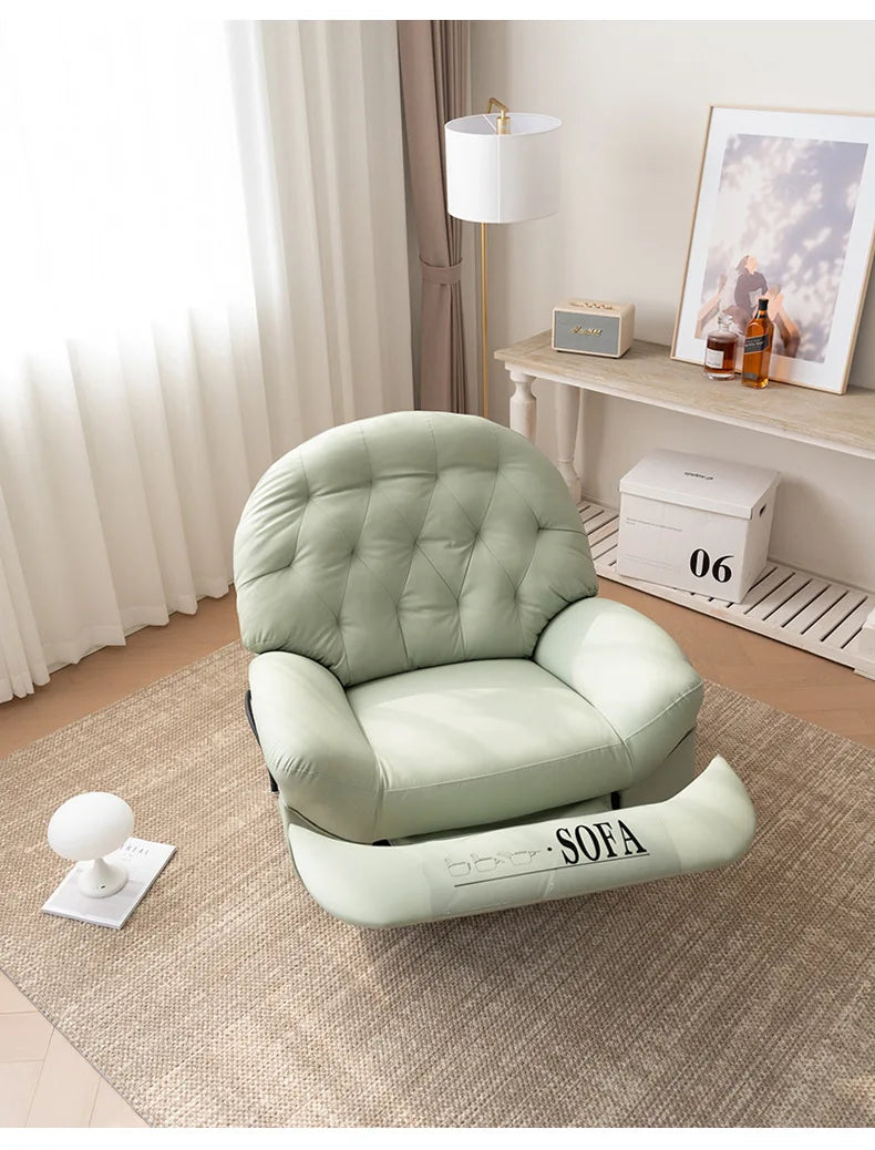 Modern Design Leather Massage Lounge Chair Retractable Frame Living Room Furniture Set Fabric Lounge Chair Sofa