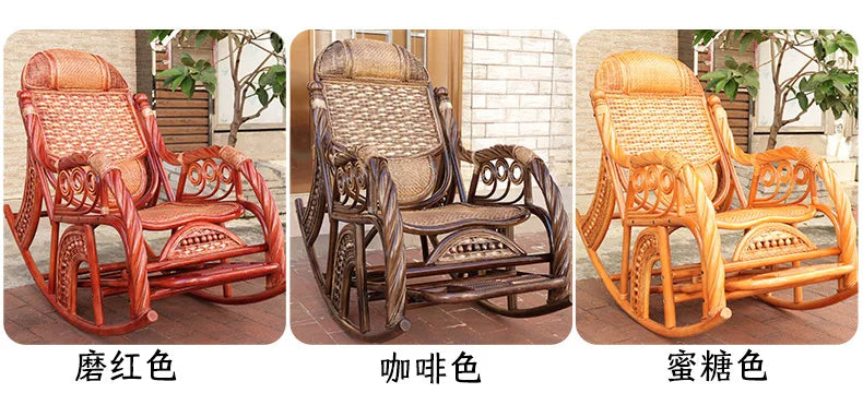 Balcony Siesta Elderly Natural Rattan Chair Rocking Chair Leisure Easy Chair Household