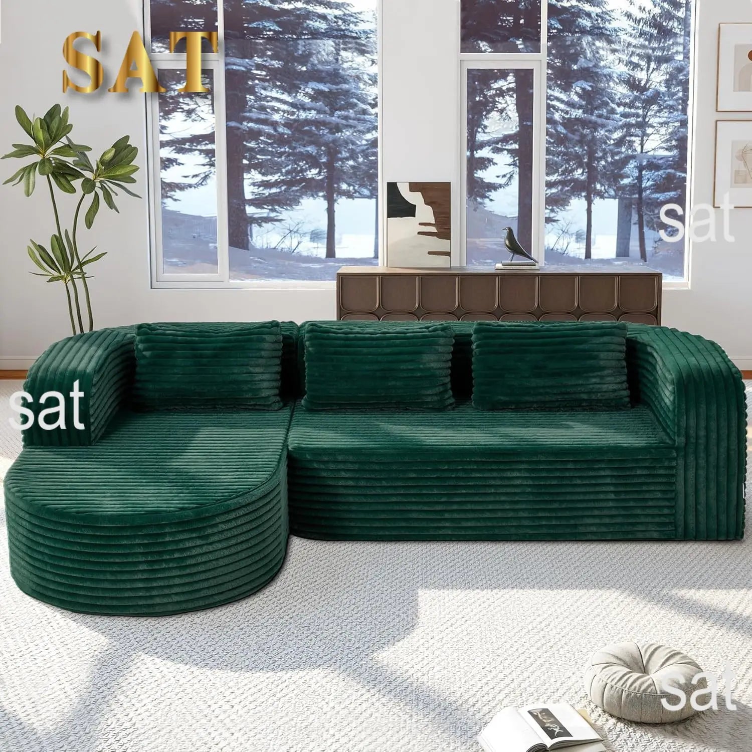 #96" Modular Sectional Sofa Oversized Chaise L Shape 3 Seat Living Room Apartment No Assembly, Customized