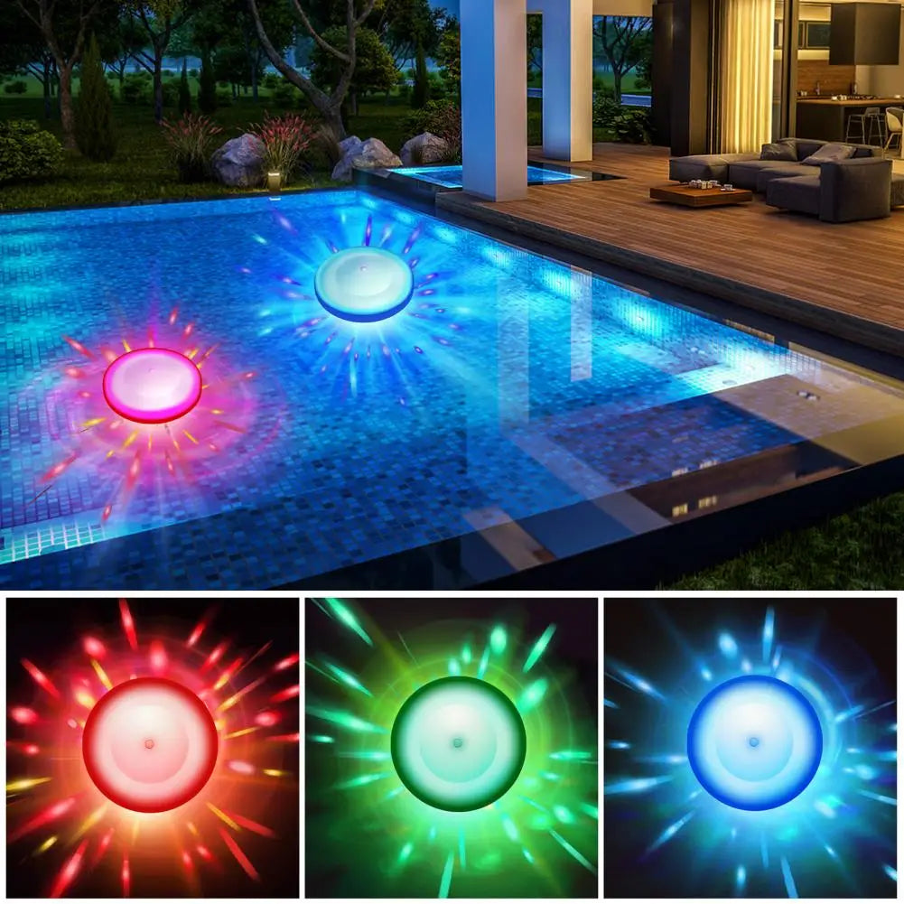 2 Pcs Floating Pool Lights IP67 Waterproof RGB Upper And Lower Color Changing Pool Lights 8 Dynamic Lighting Effects Pool Lights