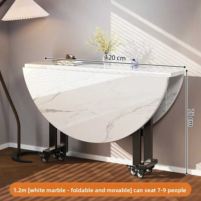 movable small apartment dining table folding round lounge extendable dining table modern Portable mesa comedor Kitchen furniture