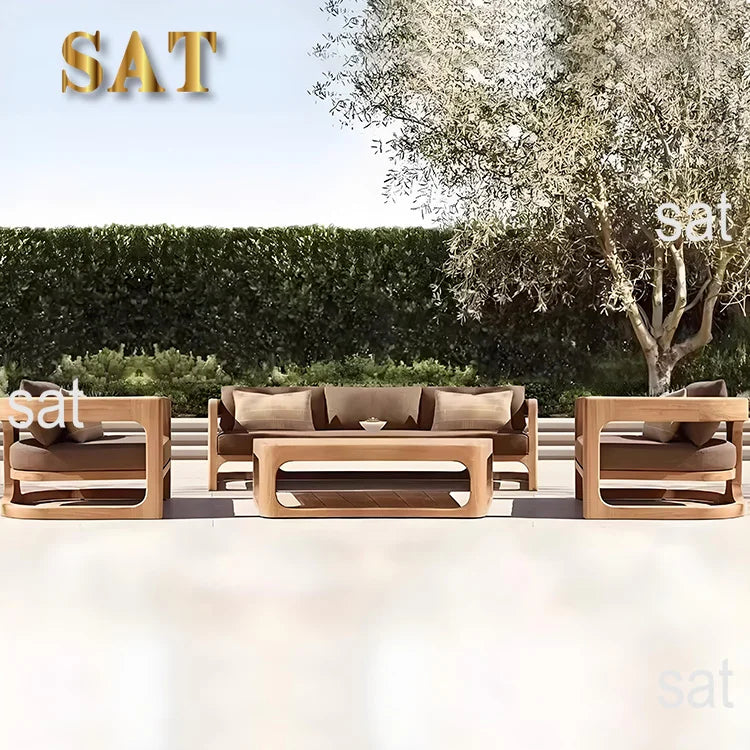 # Luxury Design Sofa Modern Outdoor Furniture Couch Potio Solid Wood Sectional Teak Garden Sofa Sets