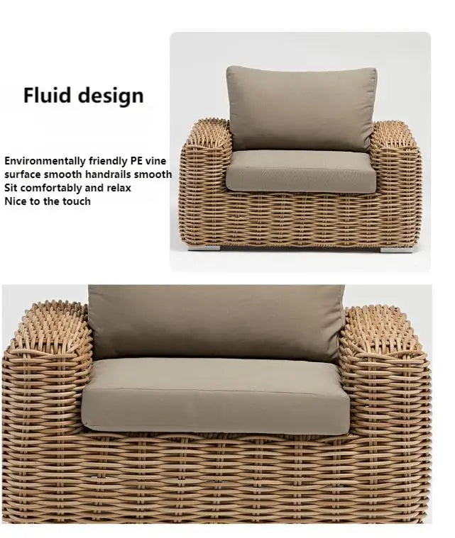 Modern Outdoor Leisure Comfortable Weaving Woven Rattan Sofa