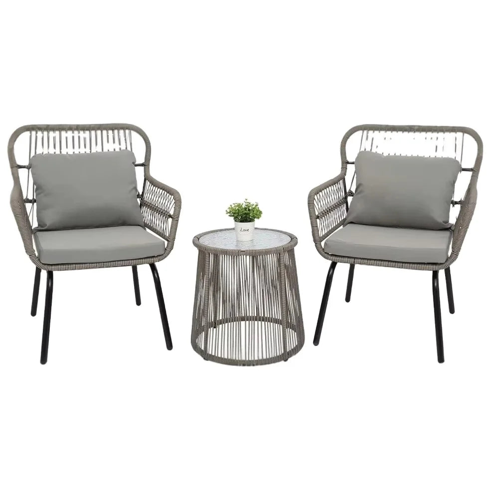 # New Arrival 3 Pieces Outdoor Furniture Set Patio Rattan Wicker Chairs