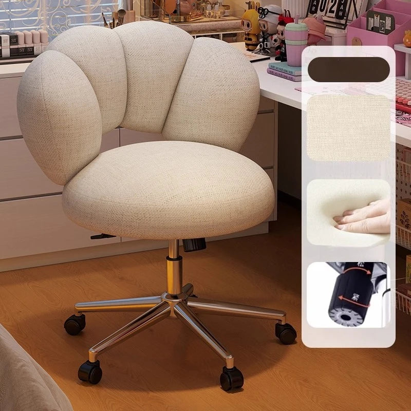 Cream Wind Living Room Chairs Furniture Dressing Stool Rotatable Chair Lamb Wool Small Internet Celebrity Stool Computer Stool