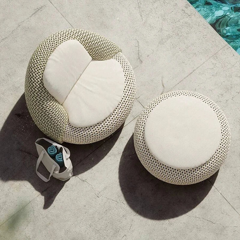 Weather-Resistant PE Wicker Sofa Set - Outdoor Rattan Patio Furniture with Coffee Table Ottoman, Deep Gray Cushions