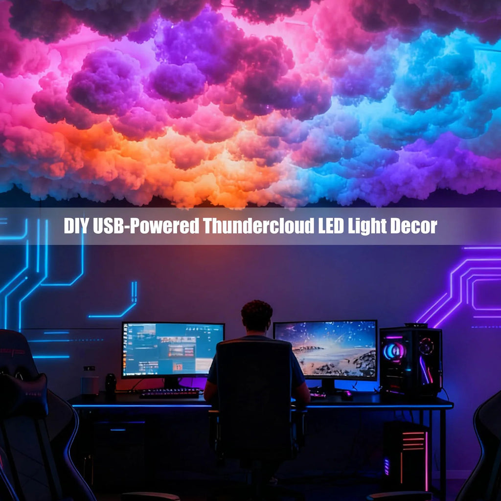 3D Big Cloud Lightning Light USB-Powered LED Cloud Light for Adults Kids Bedroom Home Decor