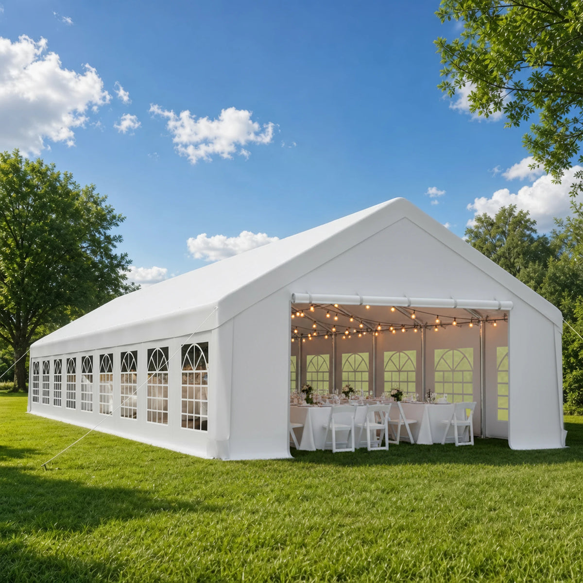 20x60FT Large Outdoor Event Tent Heavy Duty White Party Canopy Double Doors 18 PVC Windows Waterproof Steel Frame For Banquet Wedding Market