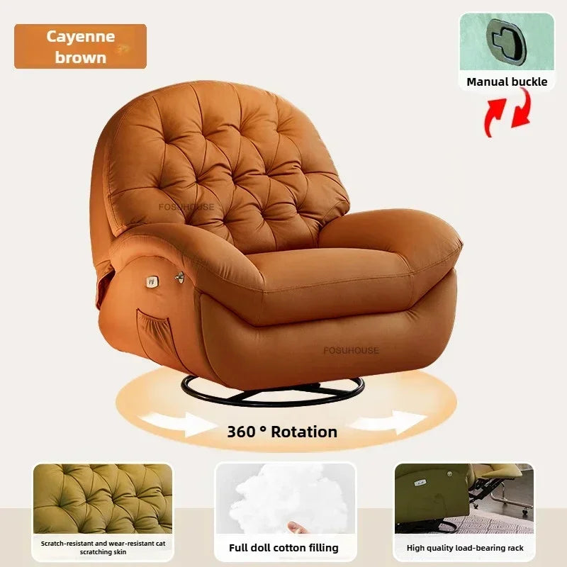Modern Fabric Living Room Sofas Designer Living Room Furniture Leisure Lazy Sofa Bed Rocking Chair Nordic Home Rotating Recliner