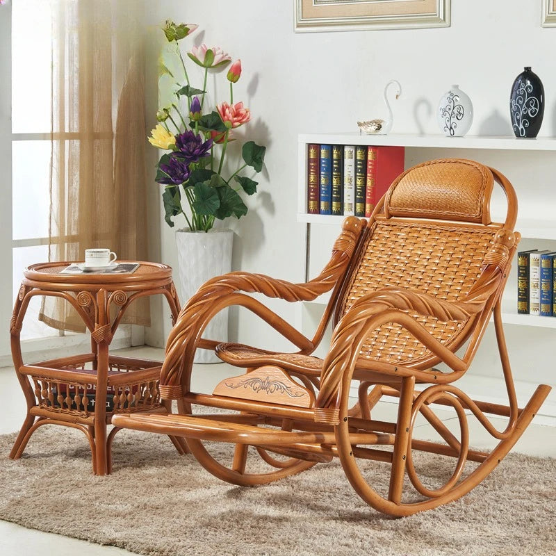 Rattan chair, rocking chair for the elderly, rocking chair for the lazy on the balcony, reclining chair, nap chair