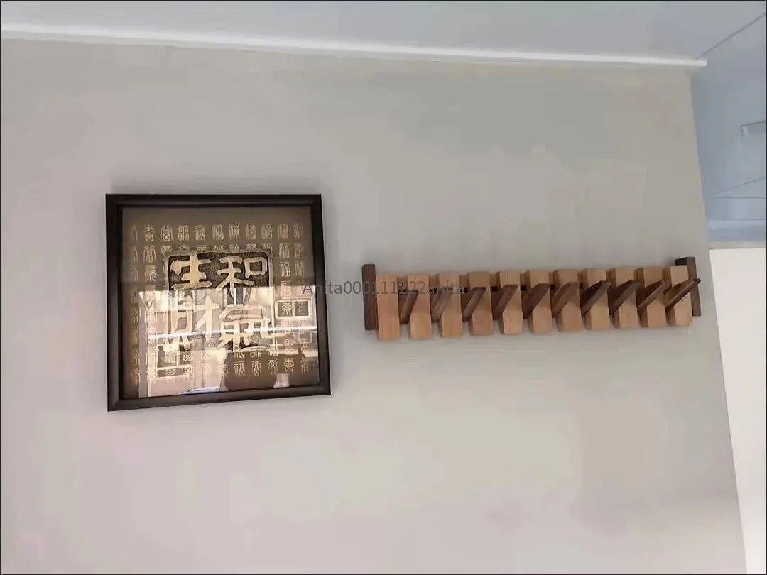 Solid Wood Door Back Coat Hooks Entrance Rack No Drilling Wall Mounted Clothes Hanger for Home Decor