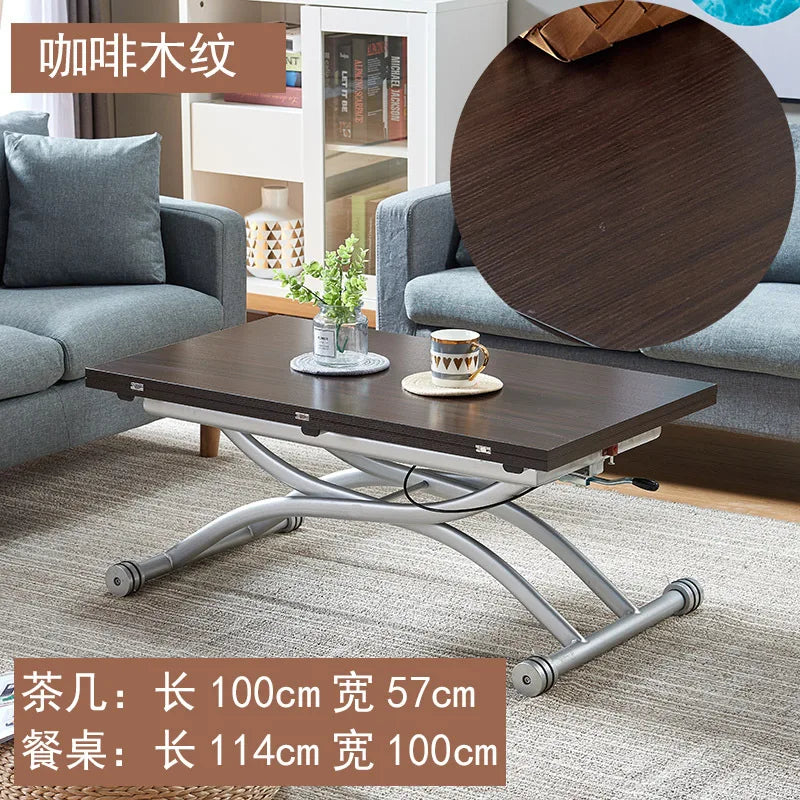 movable coffee table dining table integrated household small apartment folding lifting living room table dual-purpose movable