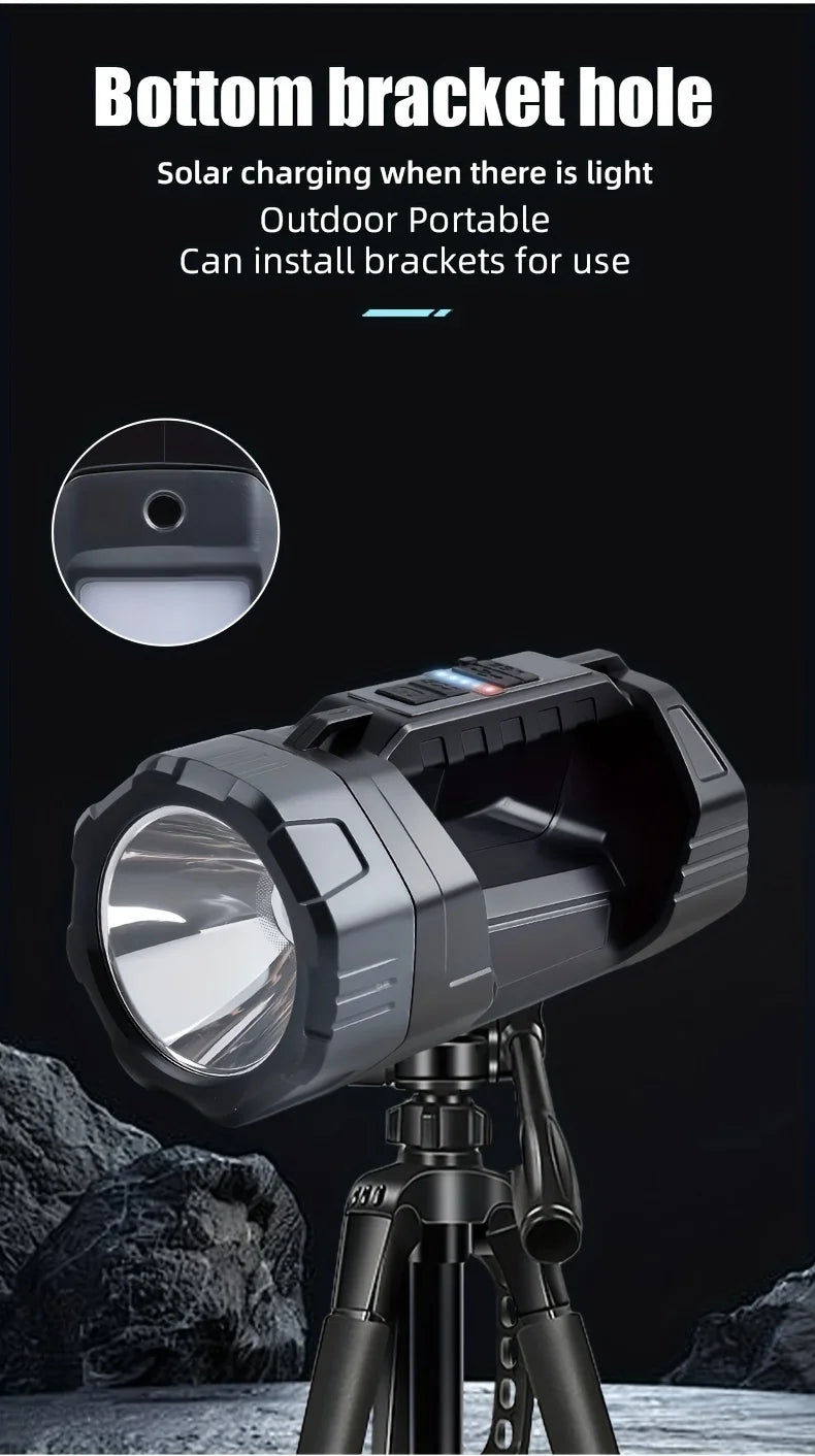 Portable Handheld Solar-Powered Flashlight Strong Light Rechargeable Ultra-Long Battery Life Super Bright Suitable Home Outdoor