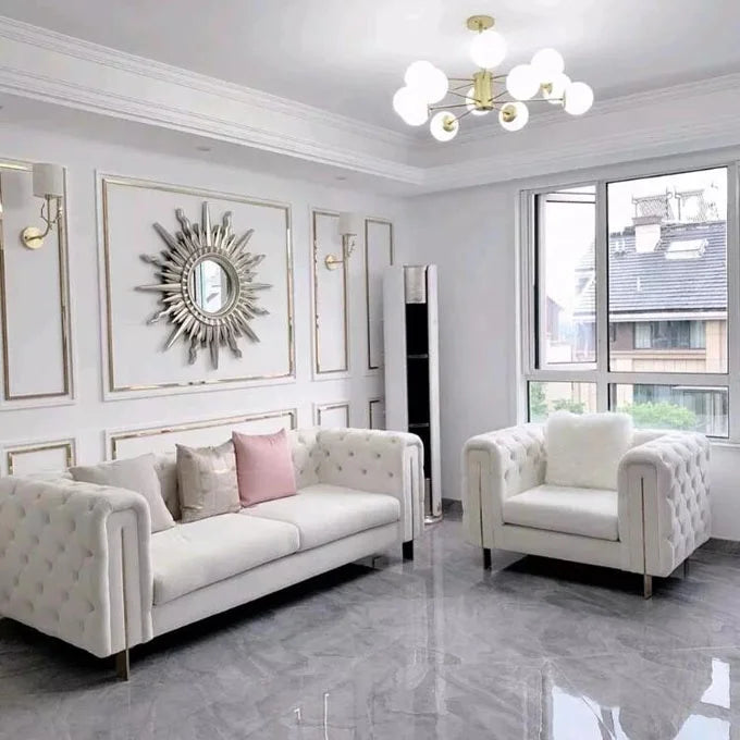 Hot Selling Gilt Velvet Fabric Sofa Design Blue Sofasets Modern Livingroom Furniture Set