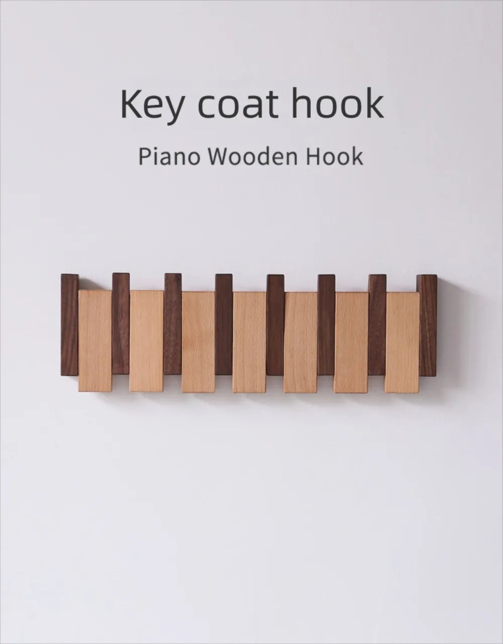 Creative Wall Mounted Wood Coat Racks Piano Key Shaped with 8 Hooks Entry Door Porch Hanging Hook Art Clothes Hook Home Decor